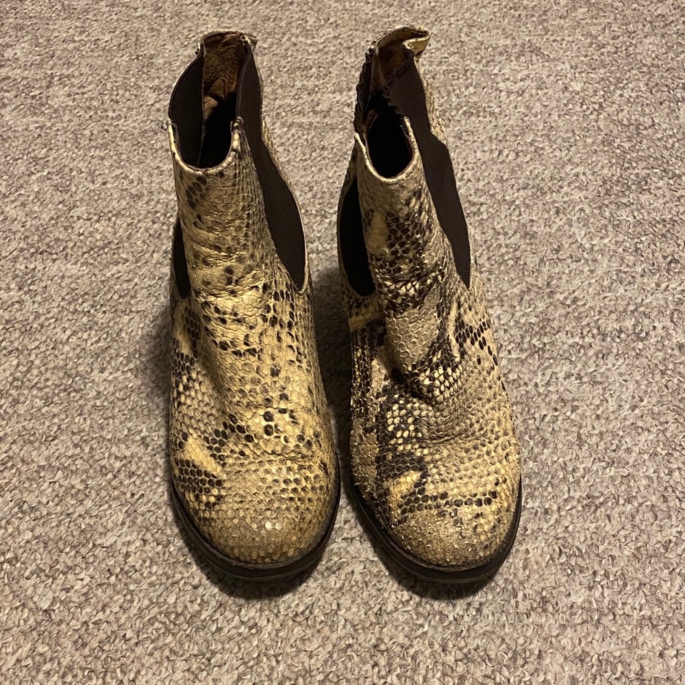 TBA Snakeskin Chelsea Ankle Boots